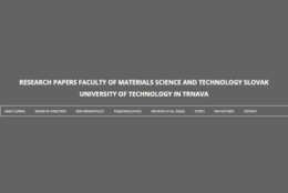 Scientific journal Research papers Faculty of Materials Science and Technology